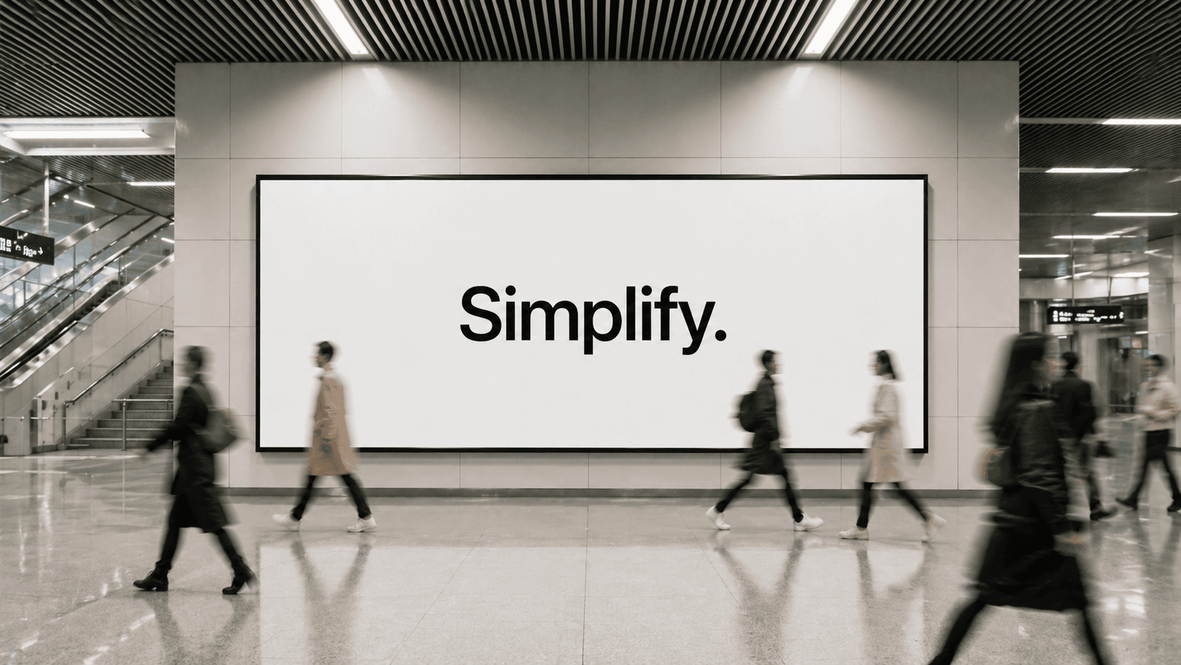 Simplify brand cover displayed on a large transit billboard